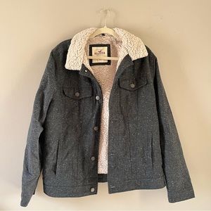 Hollister Faux Sherpa-Lined Twill Trucker Fur Men’s Jacket